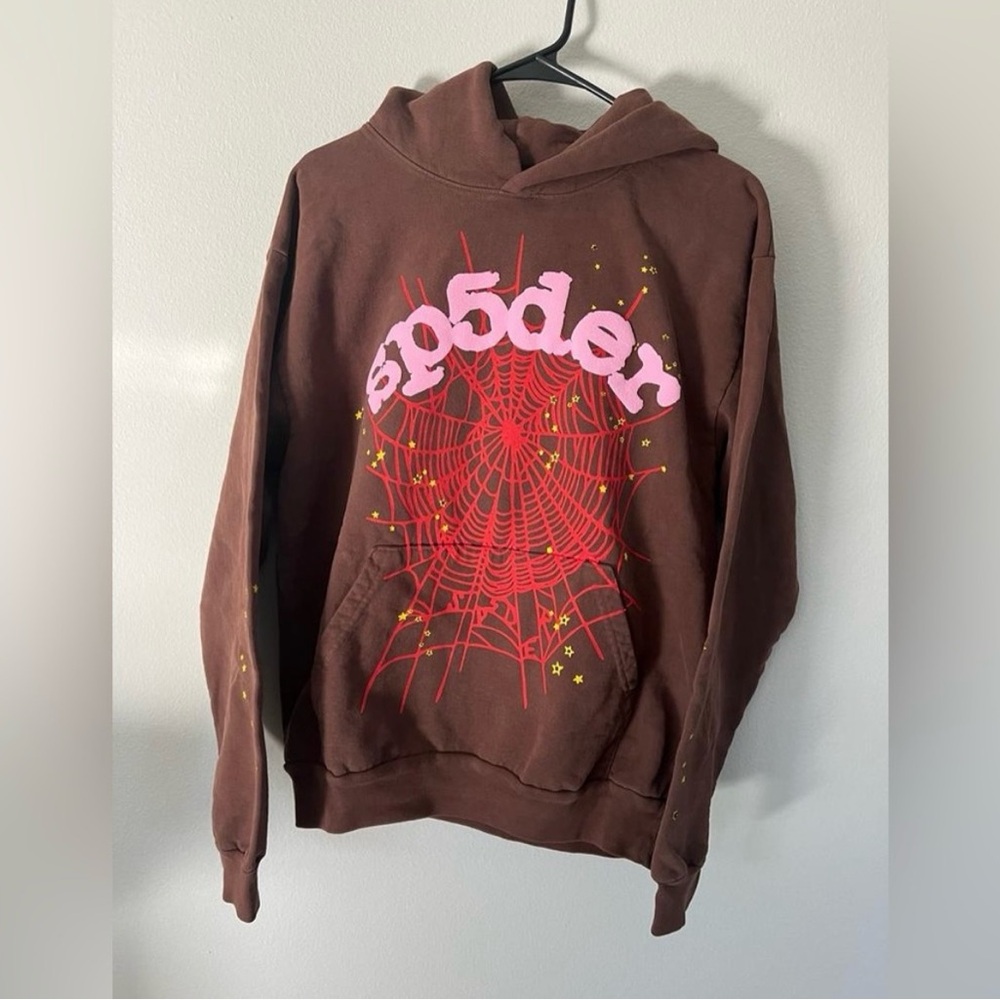 COPY - Sp5der Brown Web Hoodie